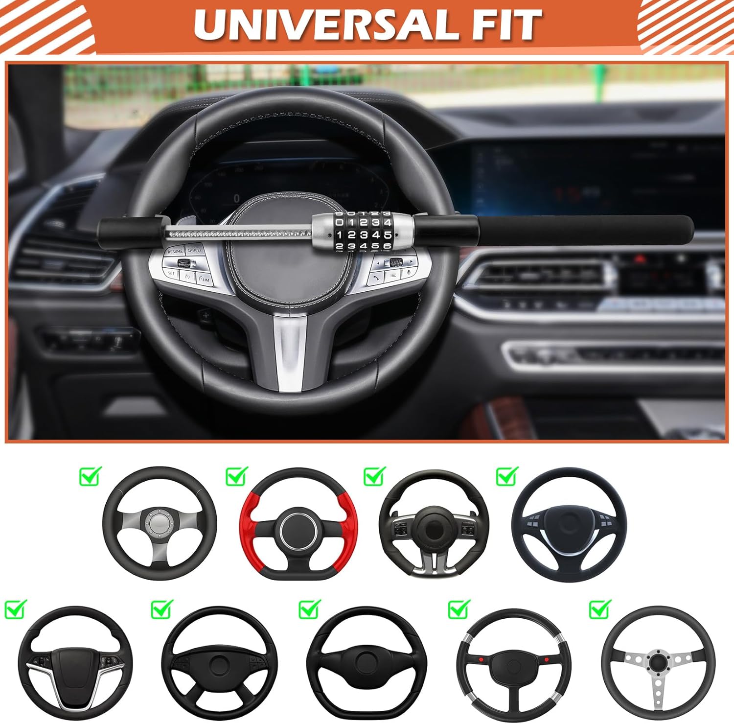 Thumbnail 5 de Tevlaphee Steering Wheel Lock 5-digit keyless ๐
