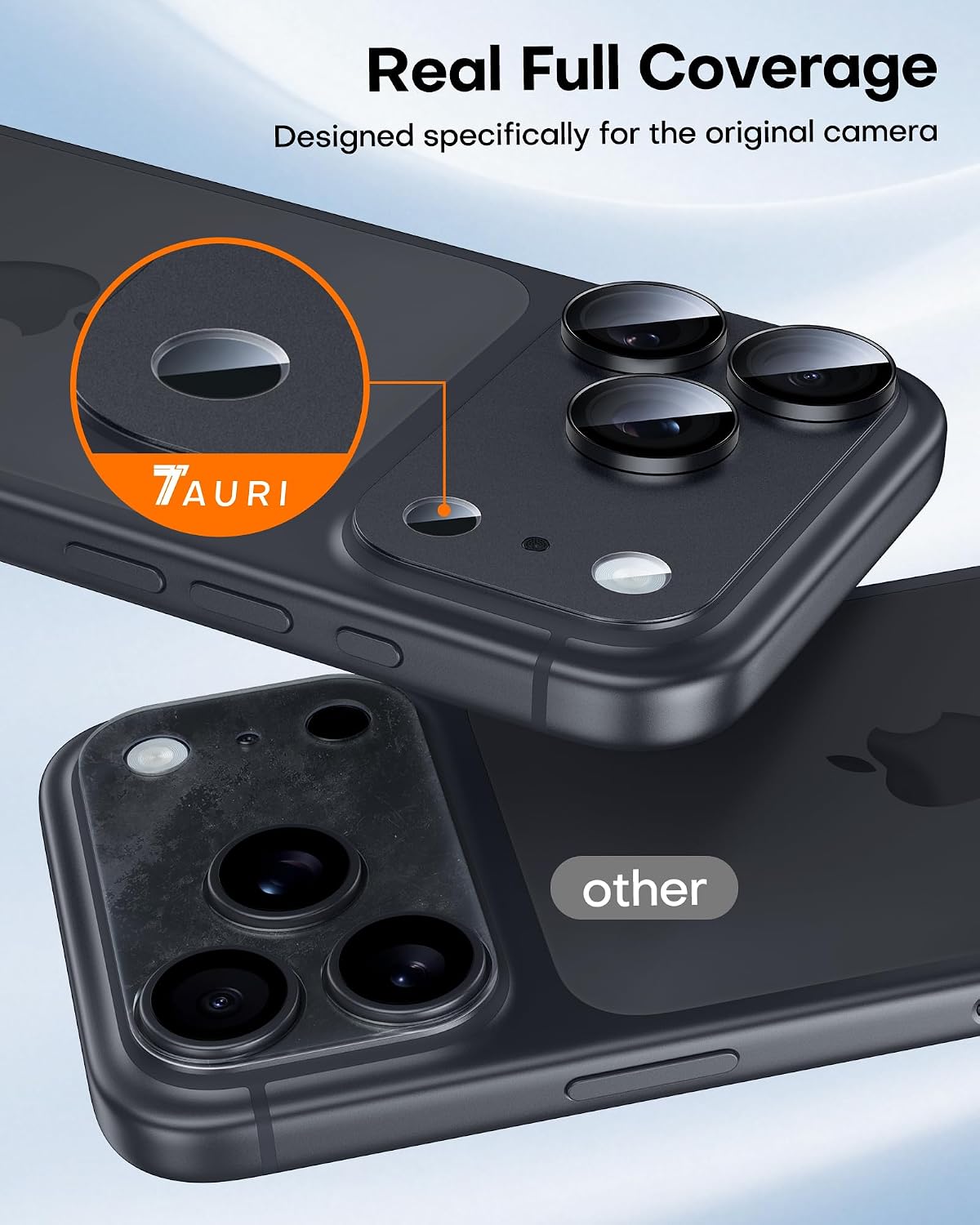 Detalle 1 de TAURI iPhone 18 Pro Camera Lens Protector, 2-Pack, Black, Full Coverage