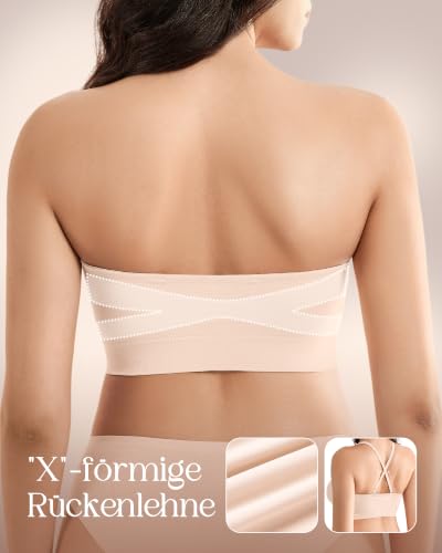 Detalle de SHARICCA Trägerloser BH Damen ohne Bügel 2026 – Nahtloser Push-Up Bandeau, rutschfester Silikon, flexible Träger