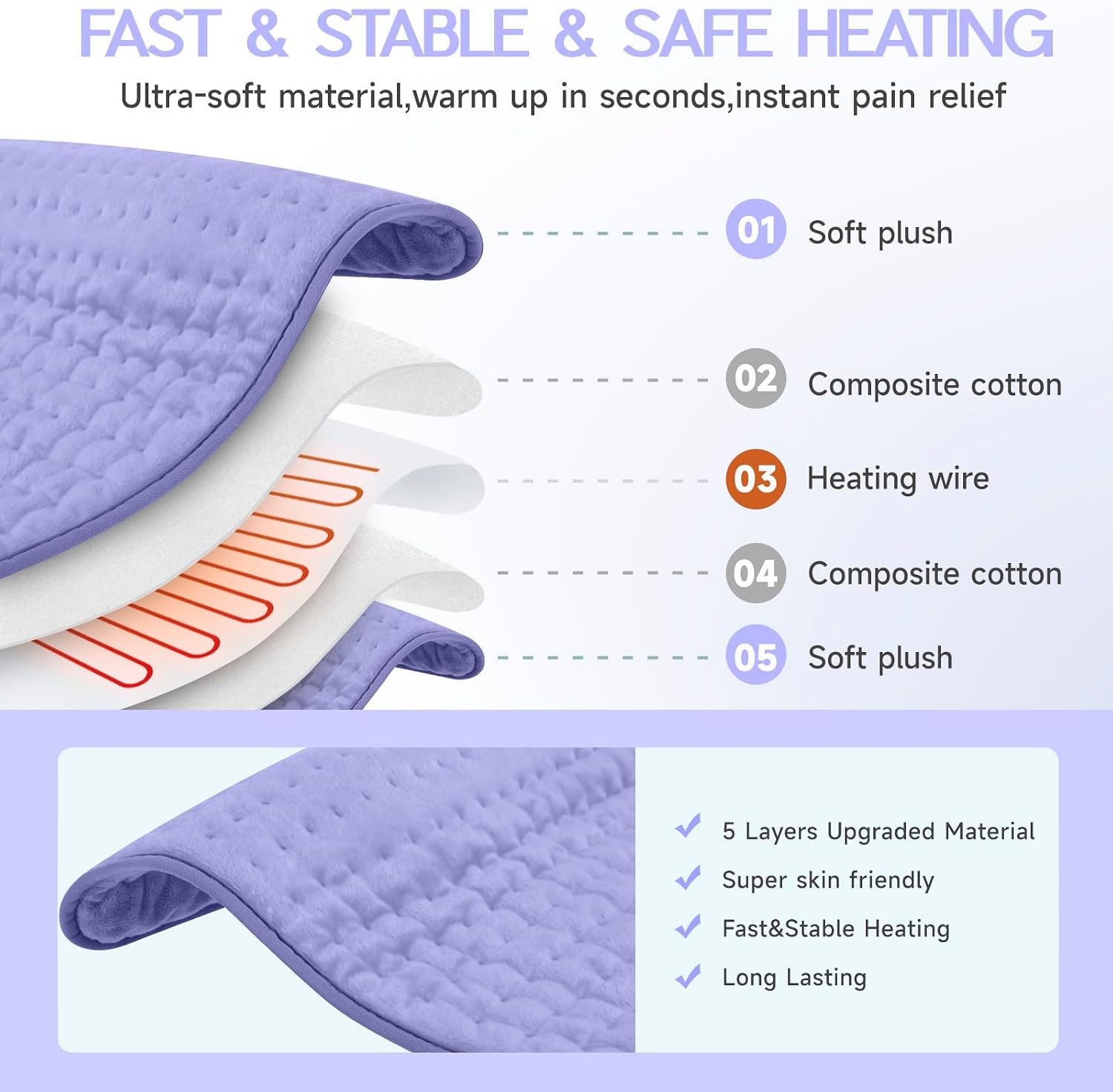 Detalle 2 de Electric Heating Pad for Back, Neck & Shoulders with Dry/Moist Heat