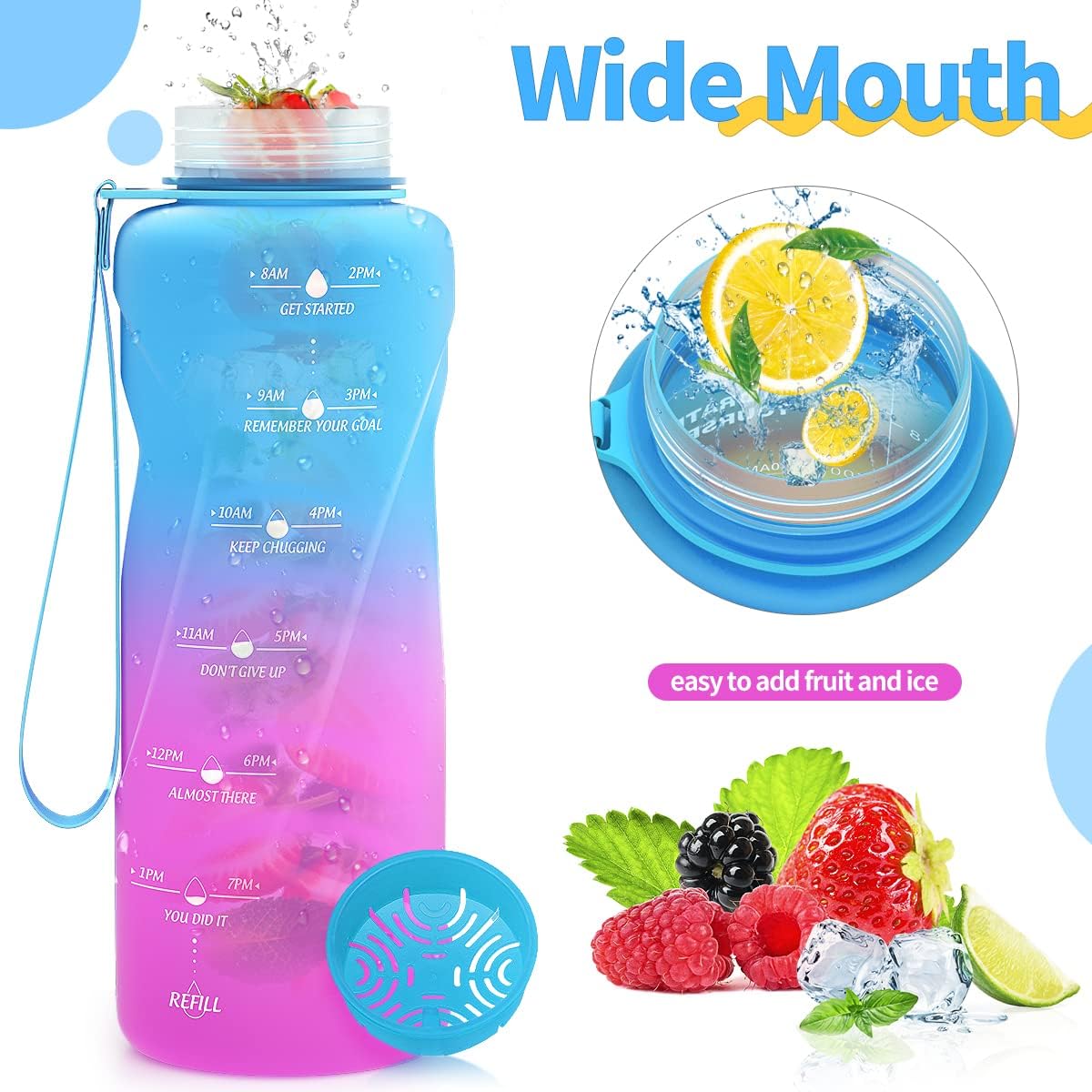 Detalle de Coolfel Sport Trinkflasche 500 ml – Auslaufsicher, BPA-frei, mit Zeitmarkierung