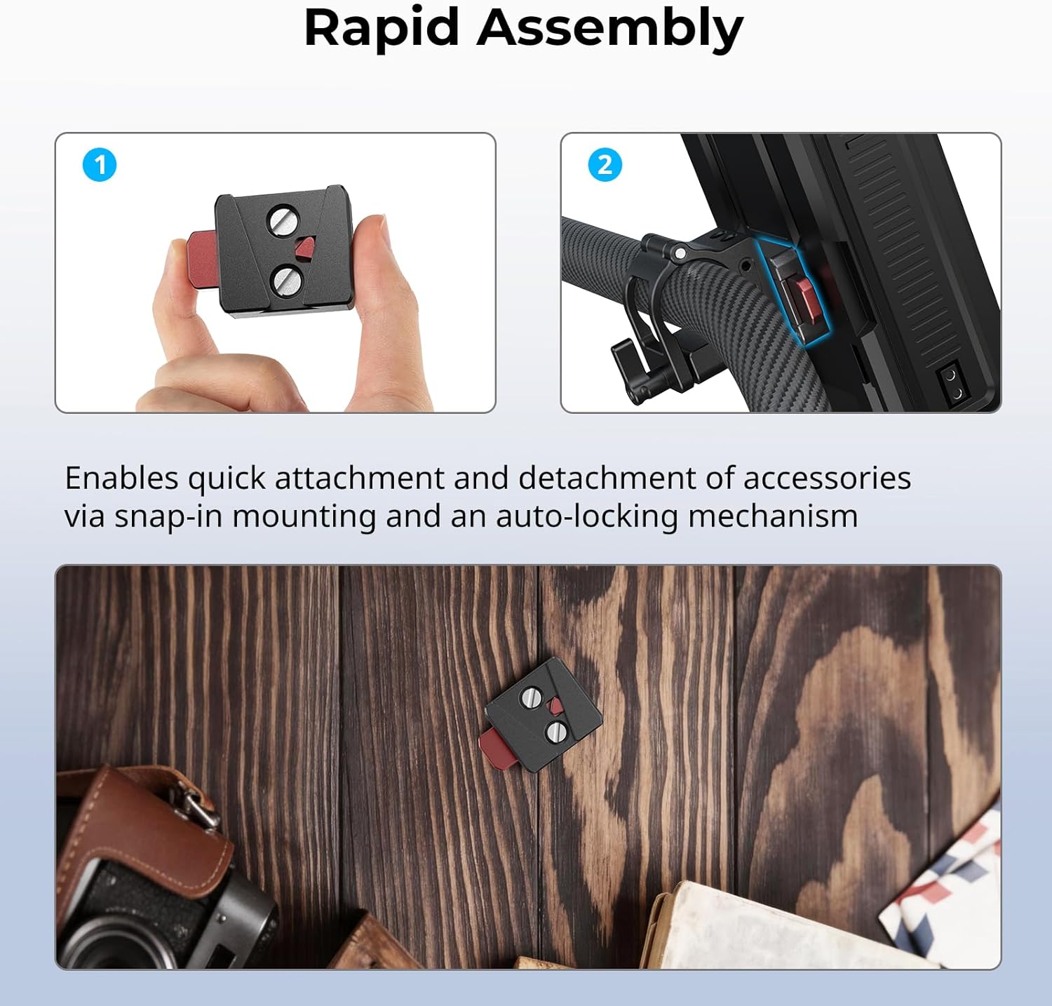 Detalle de SMALLRIG V-Lock Kit de Plaque de Montage (6021) – Plaque Mini V-Mount légère pour batteries, moniteurs et bras magiques