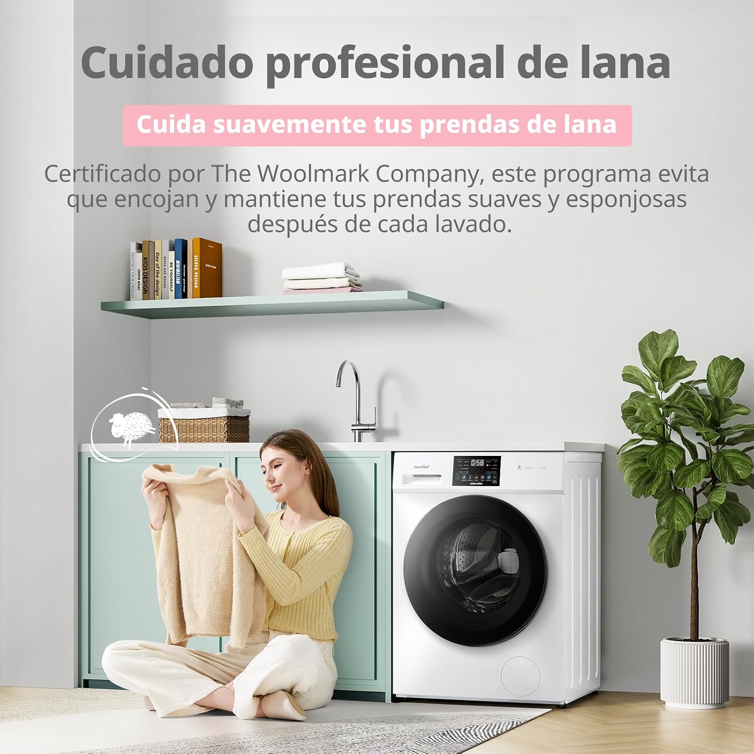 Thumbnail 5 de Comfee CFP03EW80W-HL lavadora 8 kg con vapor y motor BLDC, panel táctil y programa para lana Woolmark