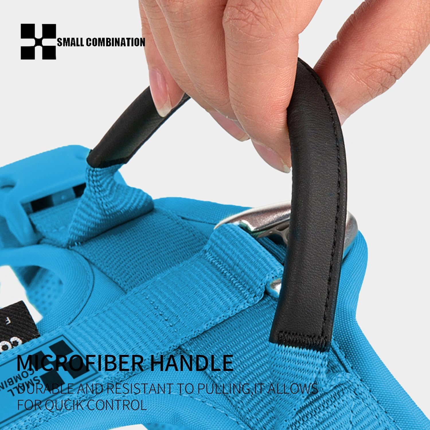 Detalle de Small Combination Escape-Proof Dog Harness with Reflective Strips, Adjustable Vest and Handle (Blue, L)