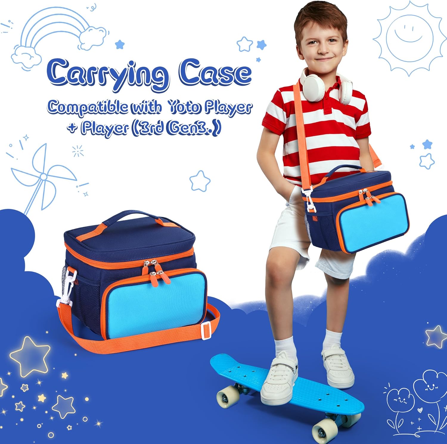 Thumbnail 6 de TATAVR Travel Carrying Case for Yoto Player 3rd Gen – Card Holder, Shoulder Strap, Blue