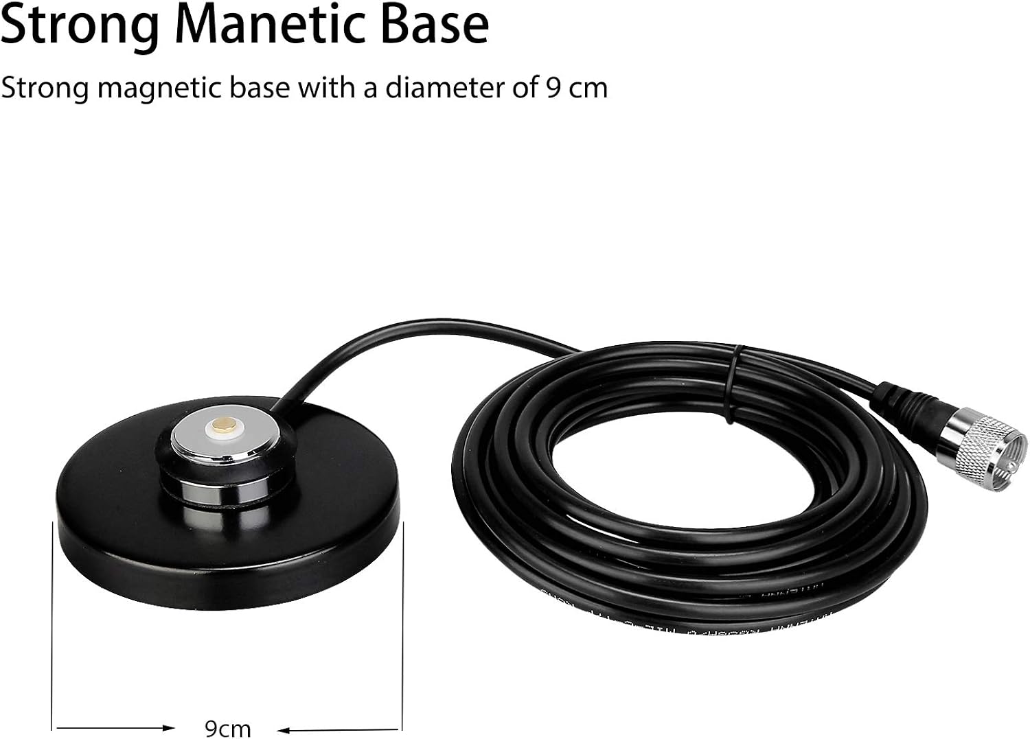 Detalle de Retevis MR200 NMO Antenne de Voiture Double Bande 2 m/70 cm pour bandes 144/430 MHz avec base magnétique et câble RG58