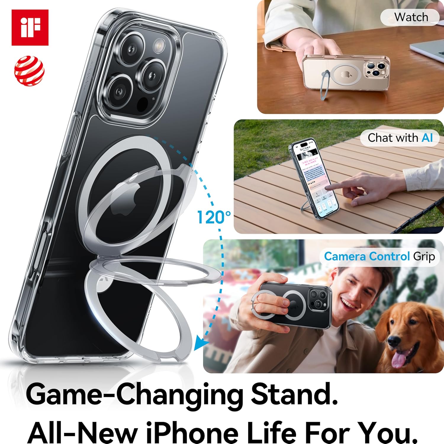 Thumbnail 1 de CASEKOO Ultra Magnetic iPhone 16 Pro Max Case with Invisible Stand (MagSafe Compatible, 16FT Protection) – Clear Slim Cover