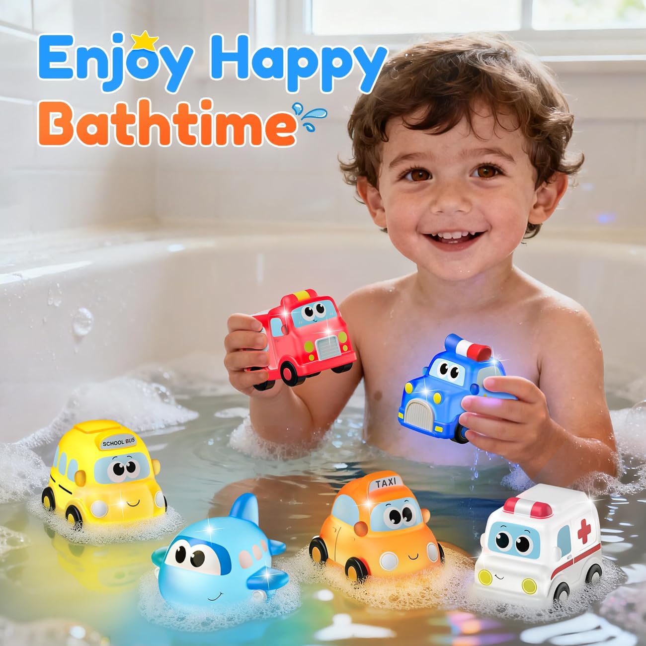 Thumbnail 1 de 6 Packs Car Light Up Bath Toys for 1–3 Year Olds