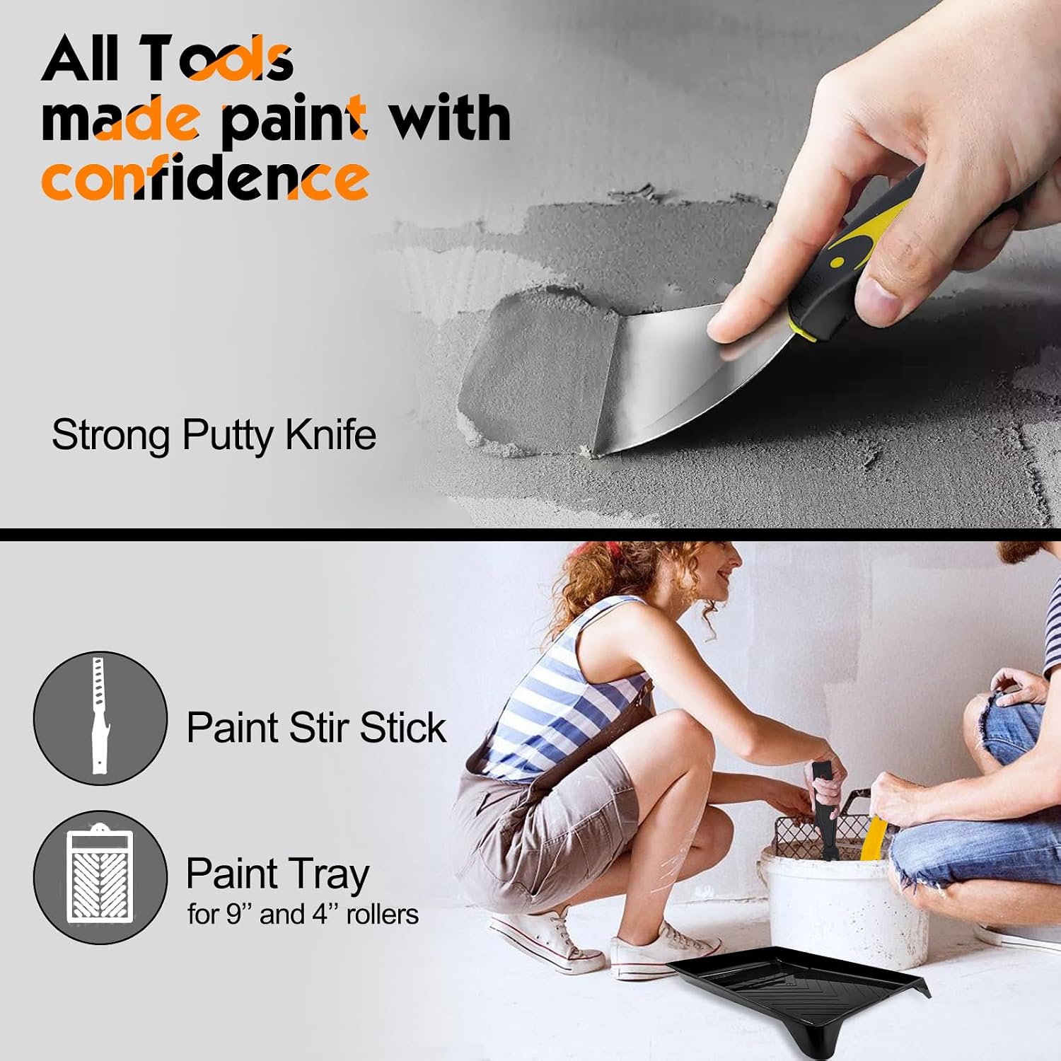 Thumbnail 5 de HpCuales 13pcs Paint Roller Set with Extension Pole – rollers, tray, brush, scraper and more