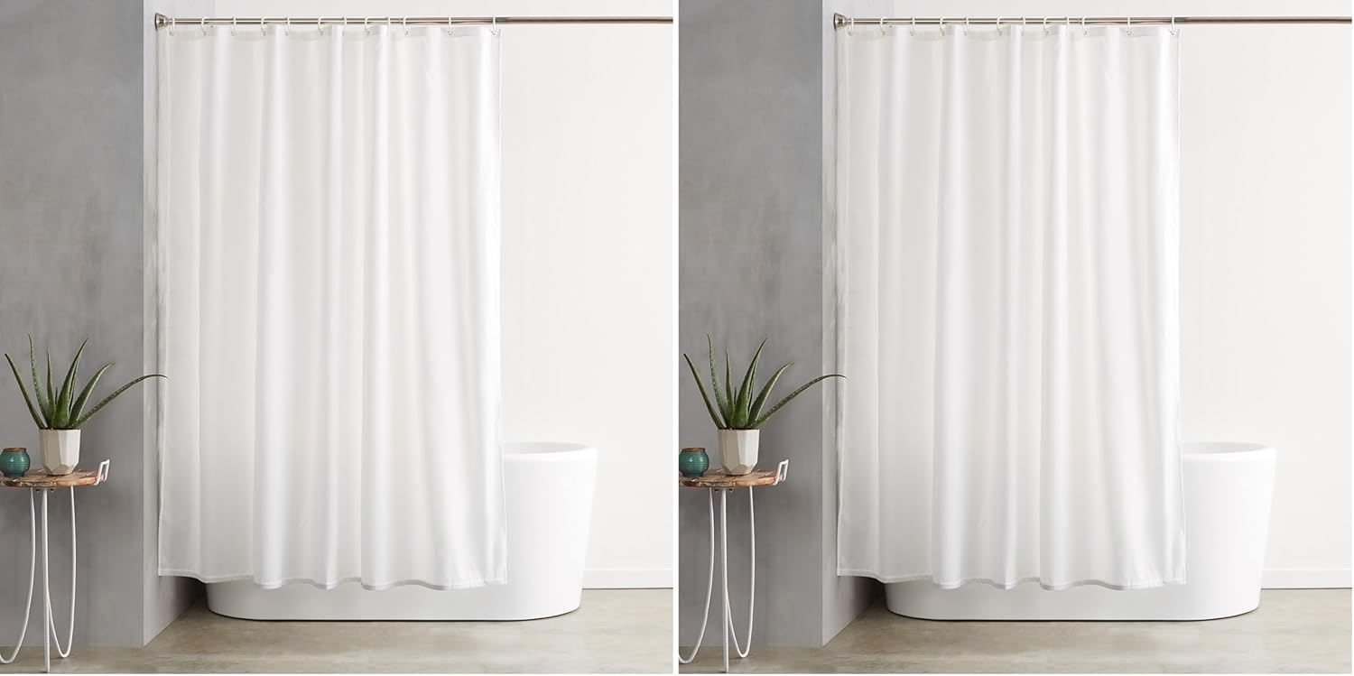 Thumbnail 5 de Amazon Basics Rideau de douche en tissu résistant à l'eau et à la moisissure (180 x 200 cm) – blanc