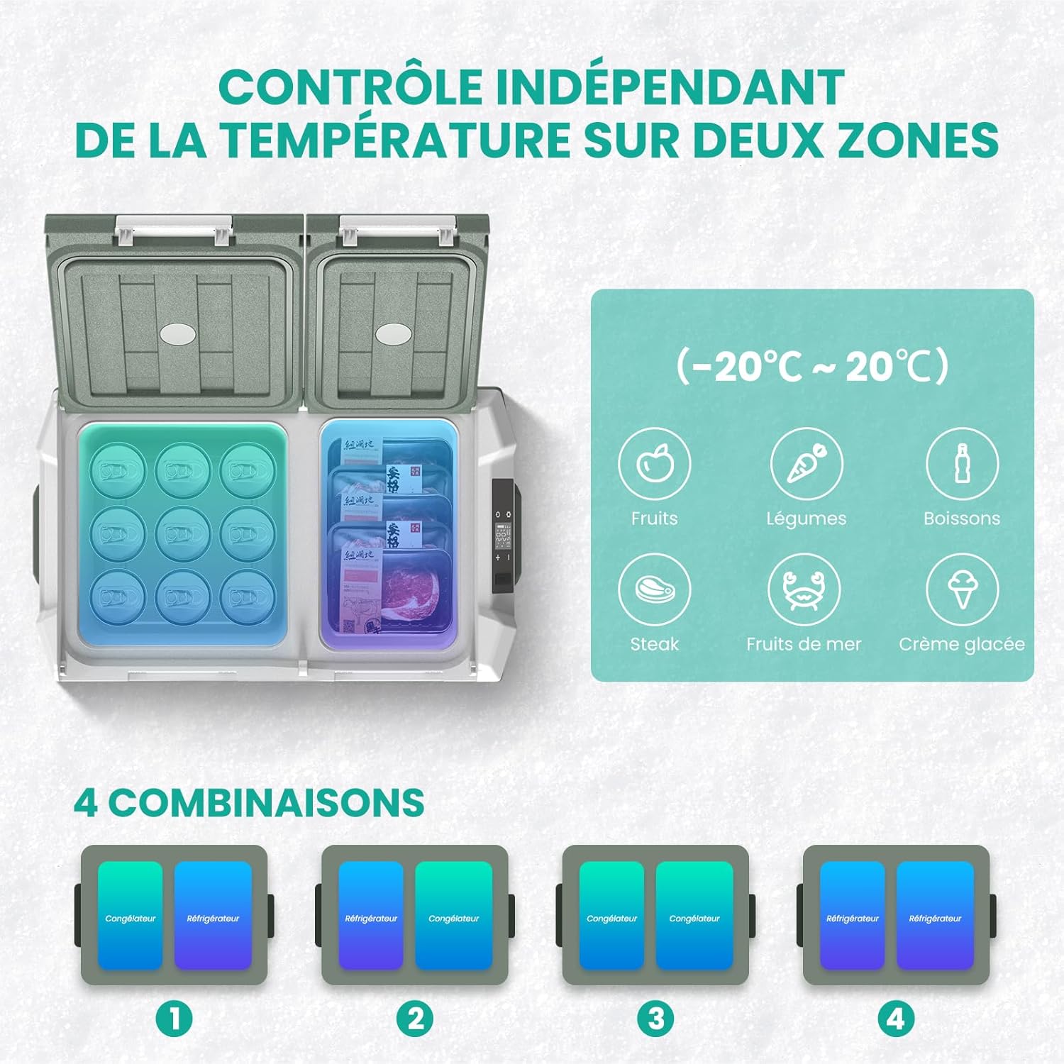 Thumbnail 2 de Alpicool 23L Kompressor-Kühlbox Dual Zone (Dual Zone, -20 bis 20 °C) für Auto, Camping & Reisemobil