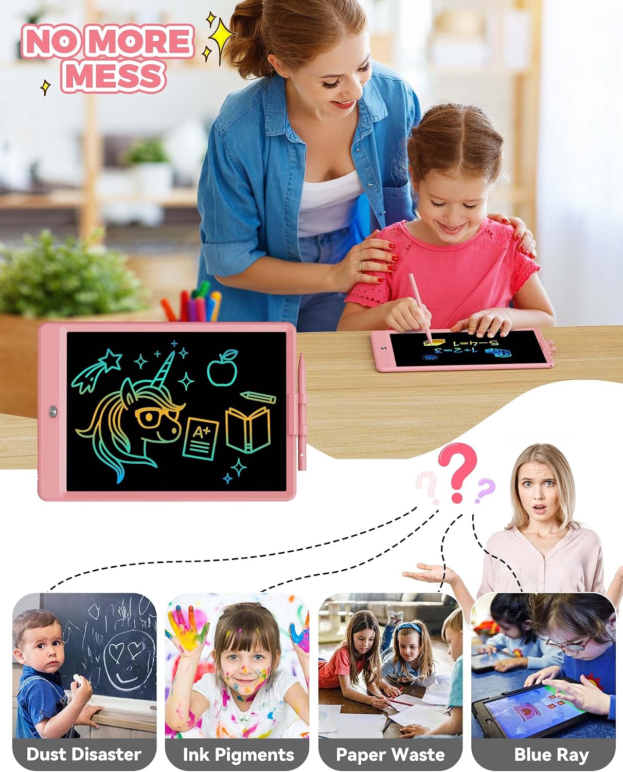 Detalle de KOKODI 10 Inch LCD Writing Tablet with Anti-Lost Stylus — Colorful Doodle Board for Kids
