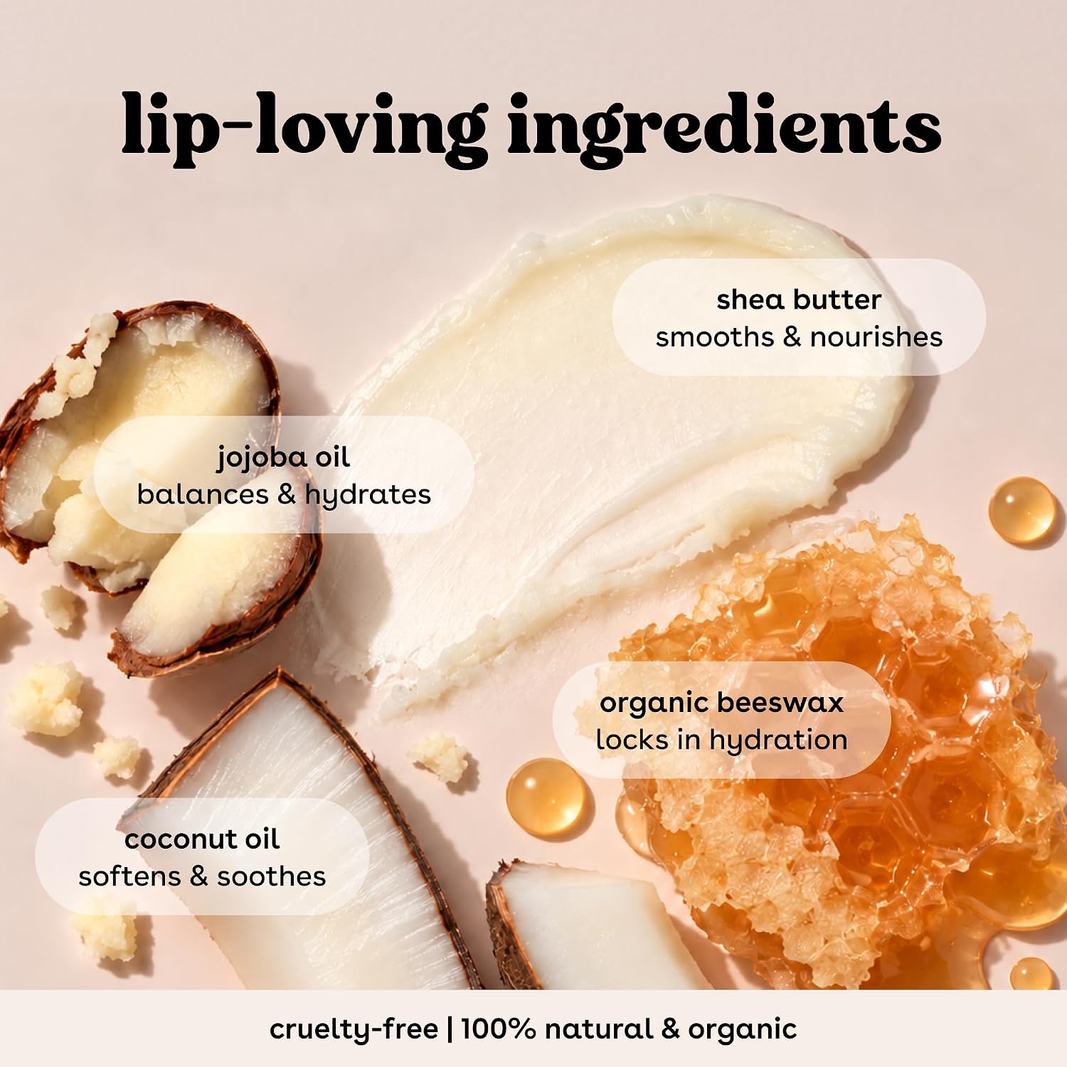 Detalle de eos 100% Natural & Organic Lip Balm Trio (Vanilla Bean, Sweet Mint, Strawberry Sorbet) — Sensitive Skin, 3-Pack