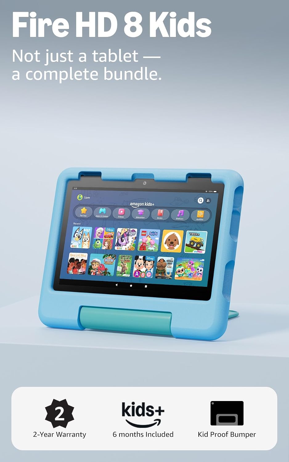Detalle de Amazon Fire HD 8 Kids (2024) Tablet, 8-Inch HD, 64GB, Blue