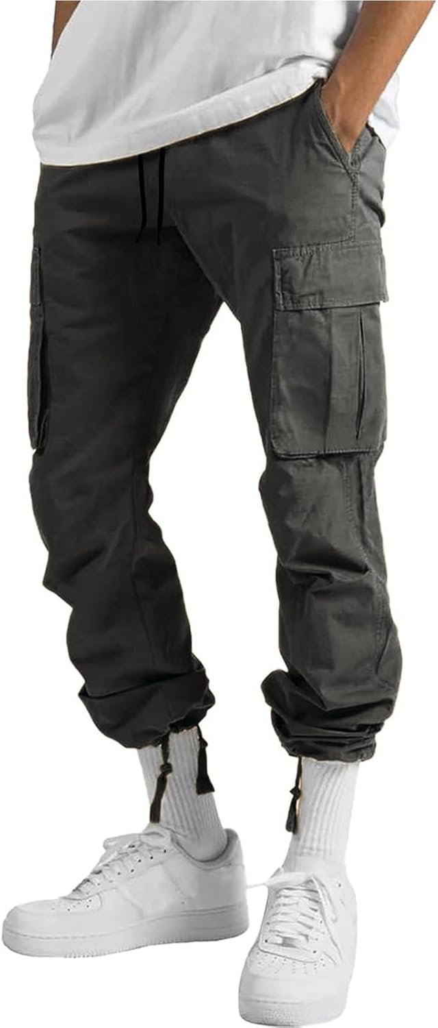 Detalle 2 de HUNGSON Men’s Cargo Pants with Drawstring Waist & 6 Pockets