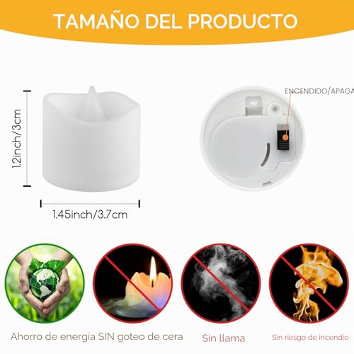 Detalle de CNMTCCO 24 velas LED a pilas sin llama (con 200 h) – set ondulado para decoración
