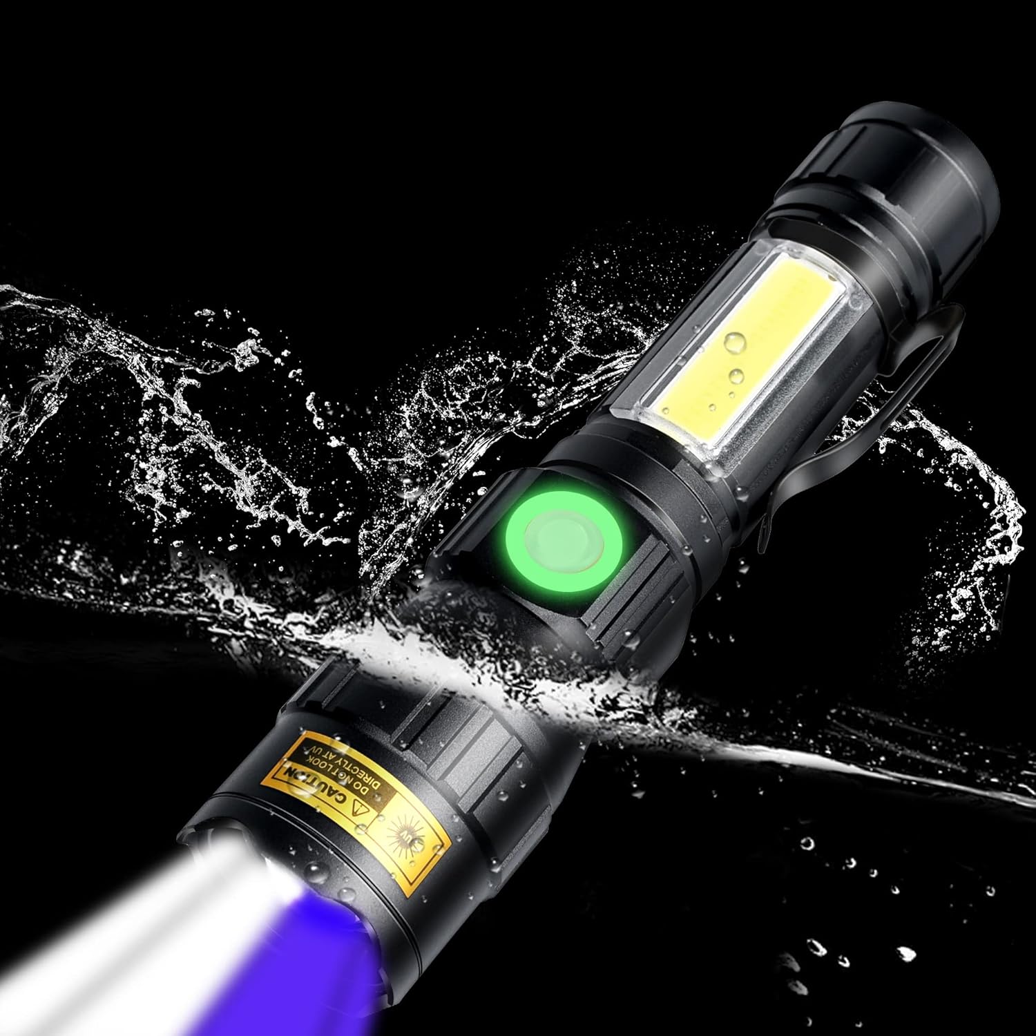 Detalle 2 de DARKBEAM Torcia UV 365nm USB Ricaricabile con Base Magnetica e COB Regolabile – Portatile per Controllo Urina Gatto e Rilevamento Fluorescente