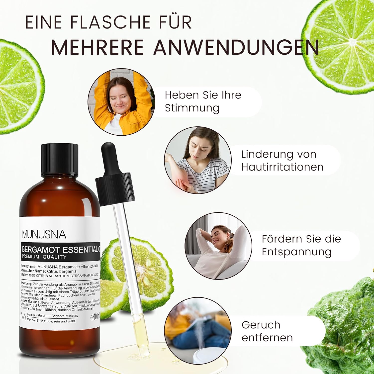 Detalle de MUNUSNA Neroli ätherisches Öl 100 ml – reines Orangenblütenöl für Diffuser, DIY & Hautpflege