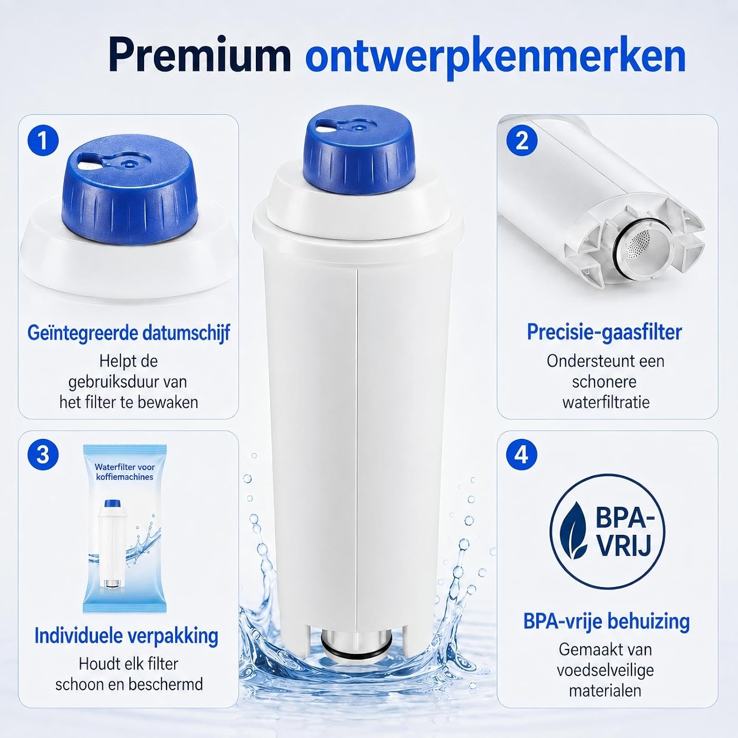 Thumbnail 6 de Molifal waterfiltercartridges voor De’Longhi ECAM, ETAM en ESAM, set van 6