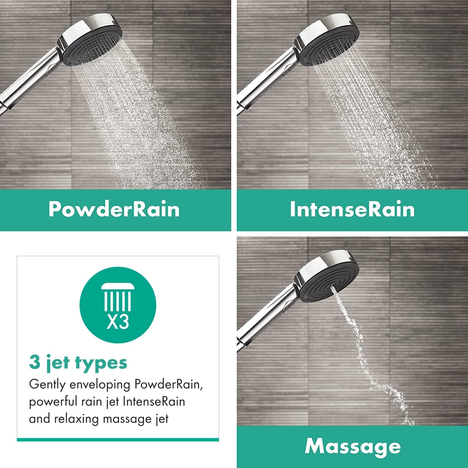 Thumbnail 4 de Hansgrohe Pulsify Select S — Pommeau de douche économe en eau, 3 jets, finition chromée