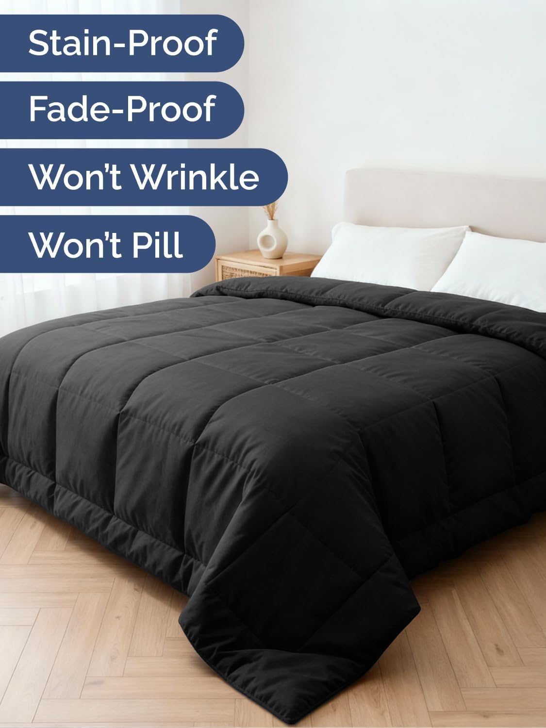 Thumbnail 2 de Full Size Black Alternative Down Comforter: All-Season Comfort for the Whole Family