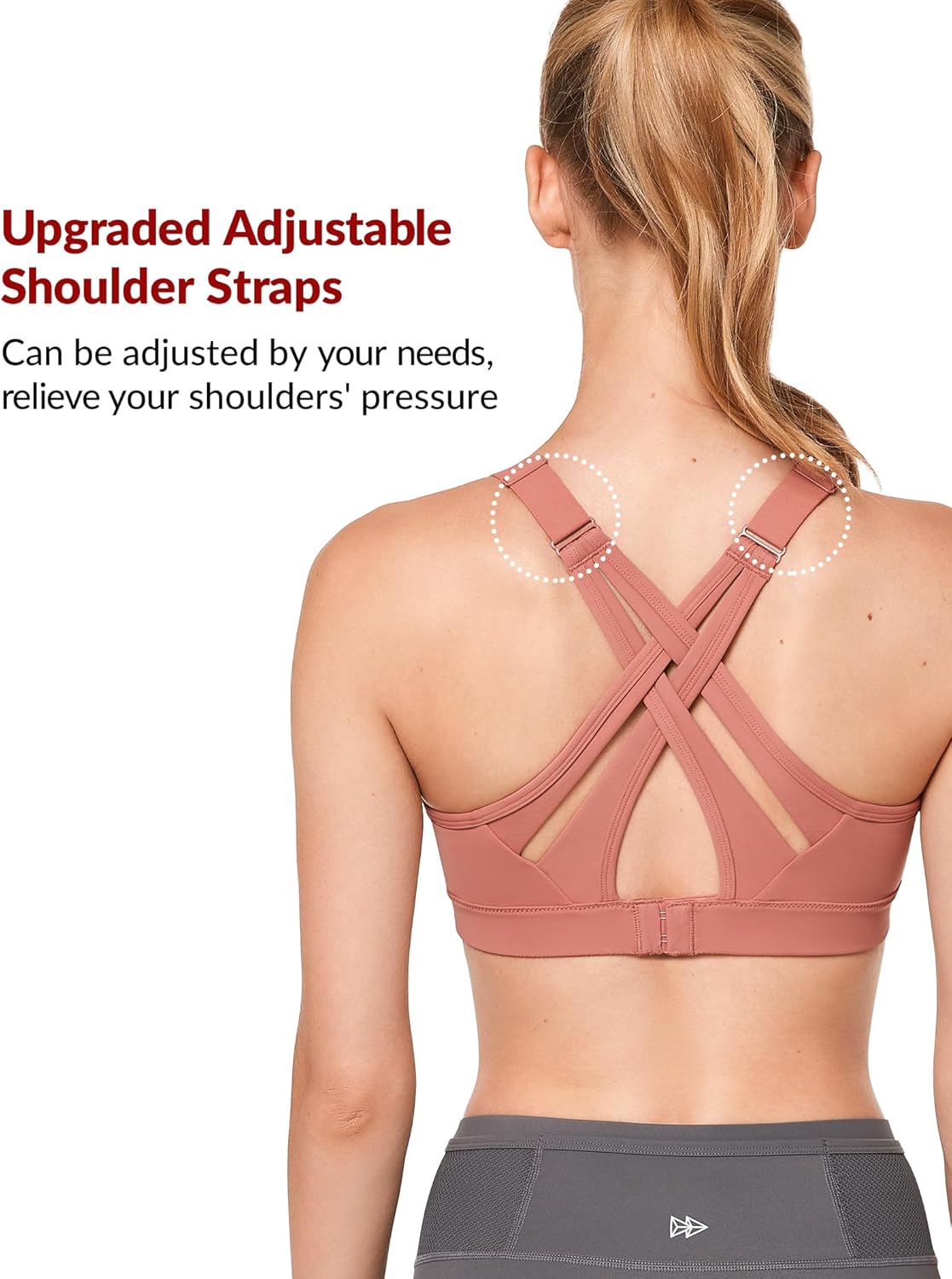 Thumbnail 2 de Yvette Sports Bra High Impact Adjustable Criss Cross Back — Full Support for Large Bust