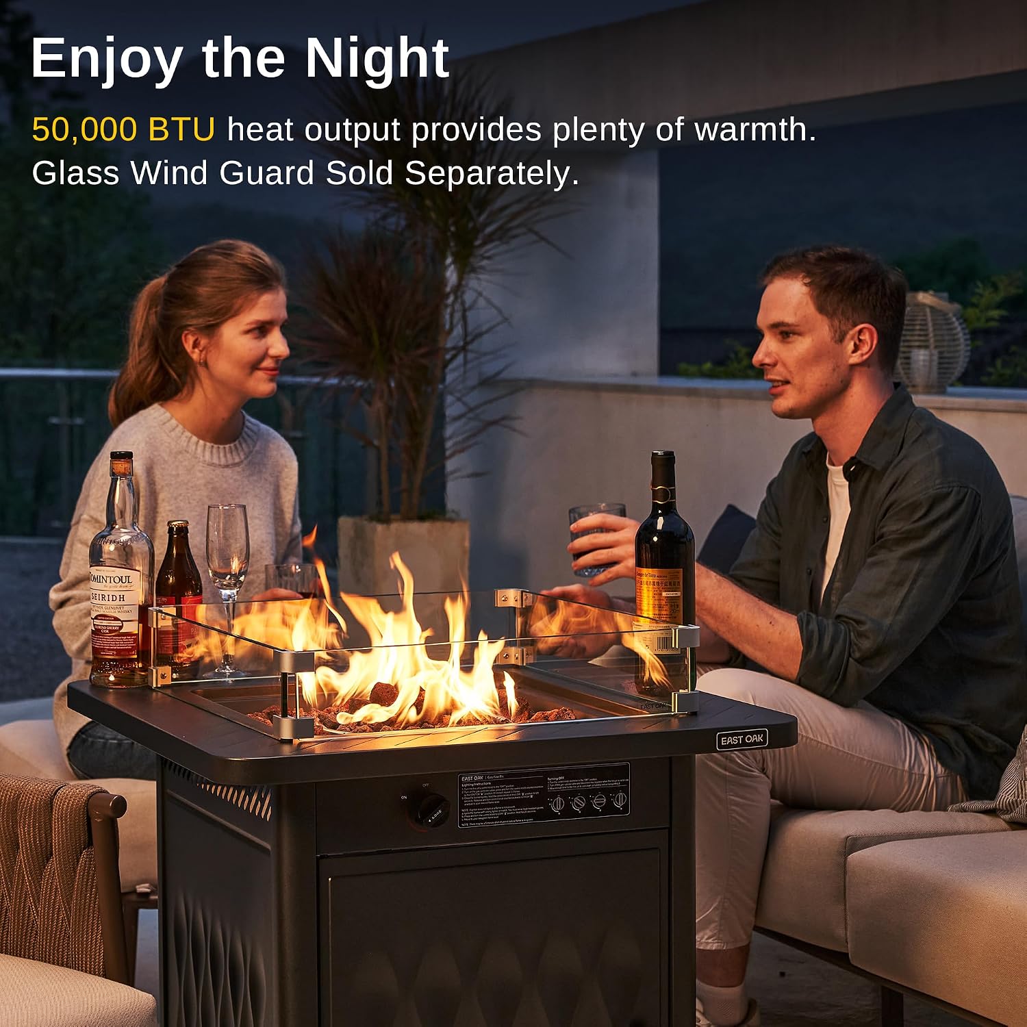 Thumbnail 4 de East Oak 28" Outdoor Propane Fire Pit Table 52,000 BTU