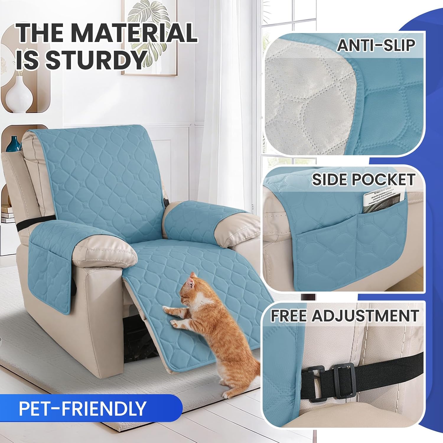 Thumbnail 4 de Ystyle Funda Sillón Relax Reclinable 1 Plaza Azul aguamarina