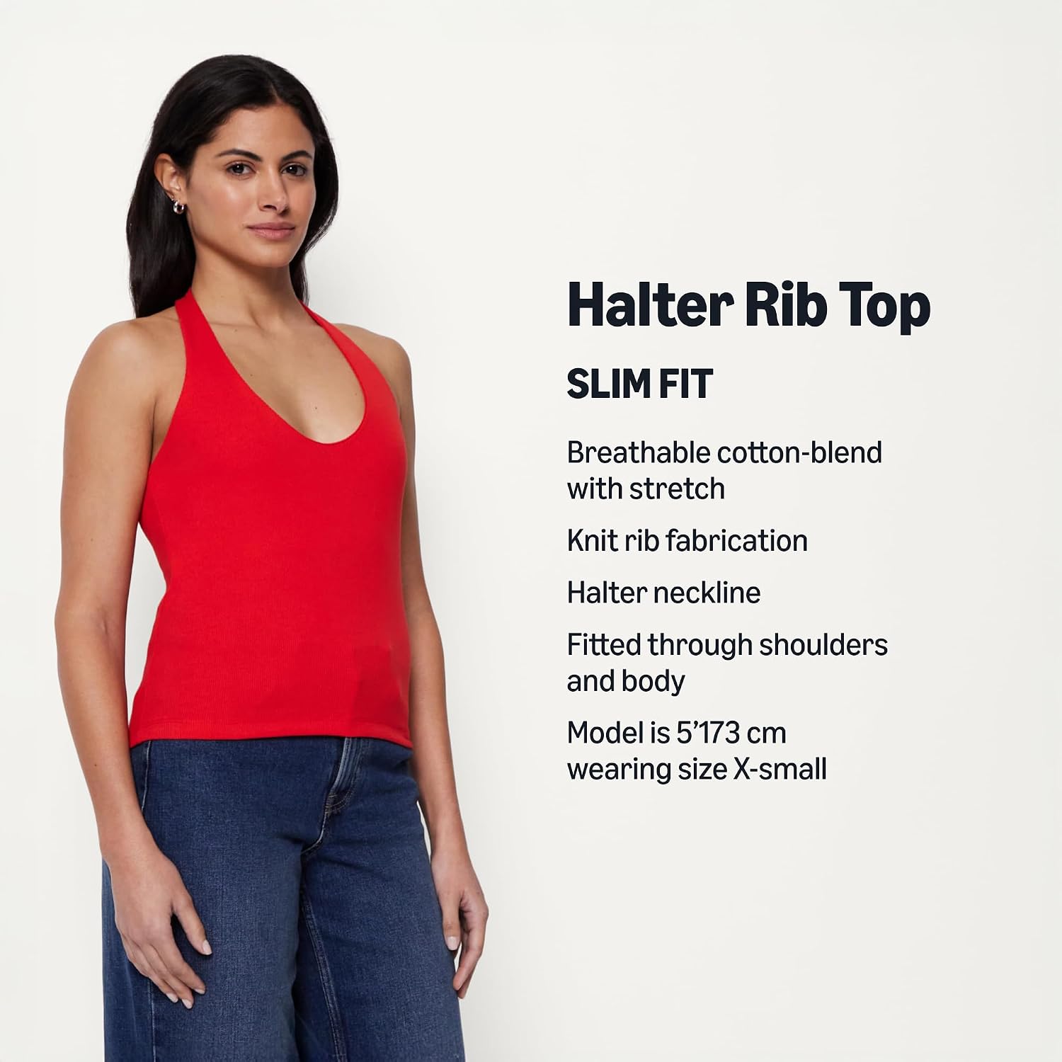Detalle de Amazon Essentials Women's Slim-Fit Ribbed Halter Top