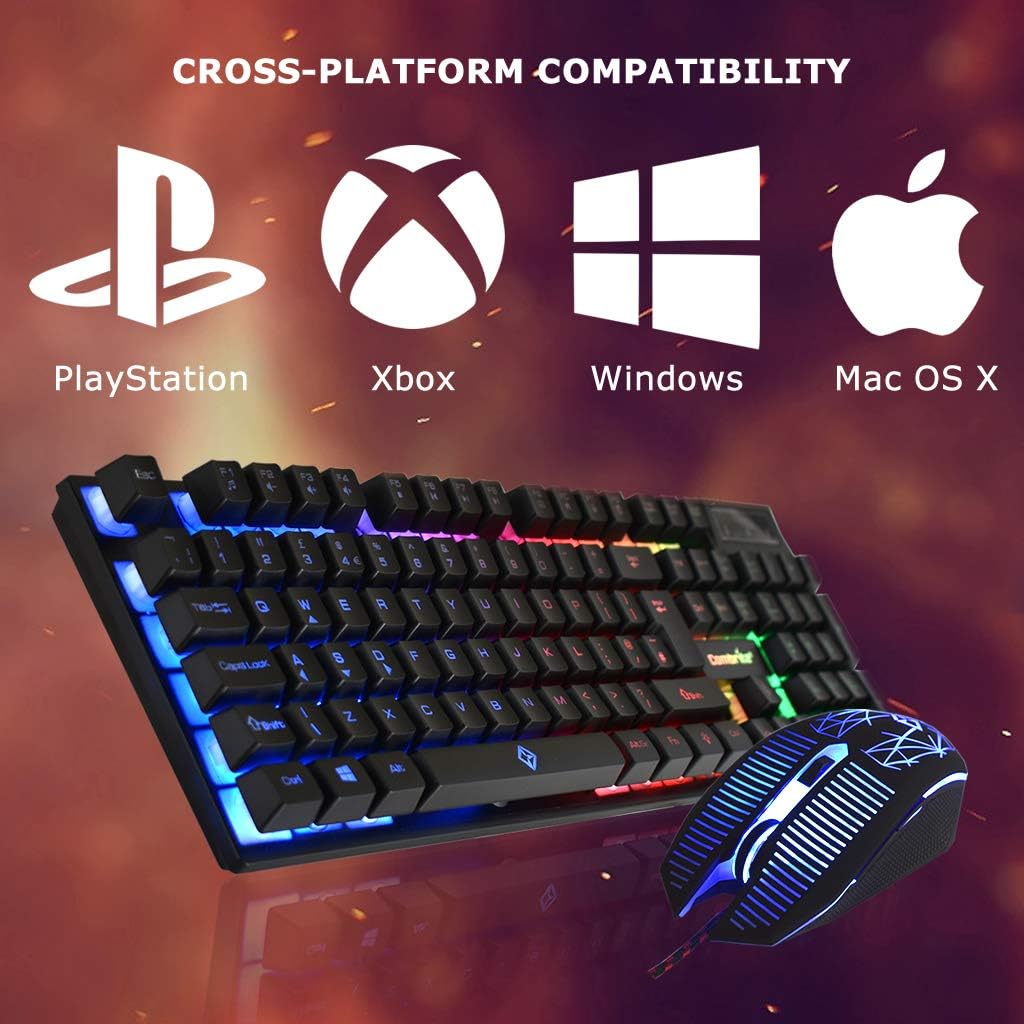 Thumbnail 5 de Combrite Raptor gaming keyboard and mouse set with large rainbow LED mouse mat (UK layout)