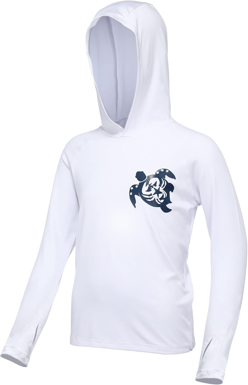 Detalle de DRONIRING Kids Hooded Rash Guard Swim Shirt, UPF 50+, Quick-Dry with Thumbholes