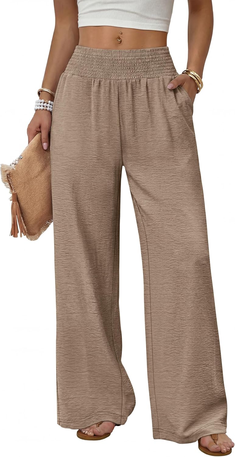 Detalle de Sampeel Wide Leg Pants for Women – High Waist Trousers with Pockets