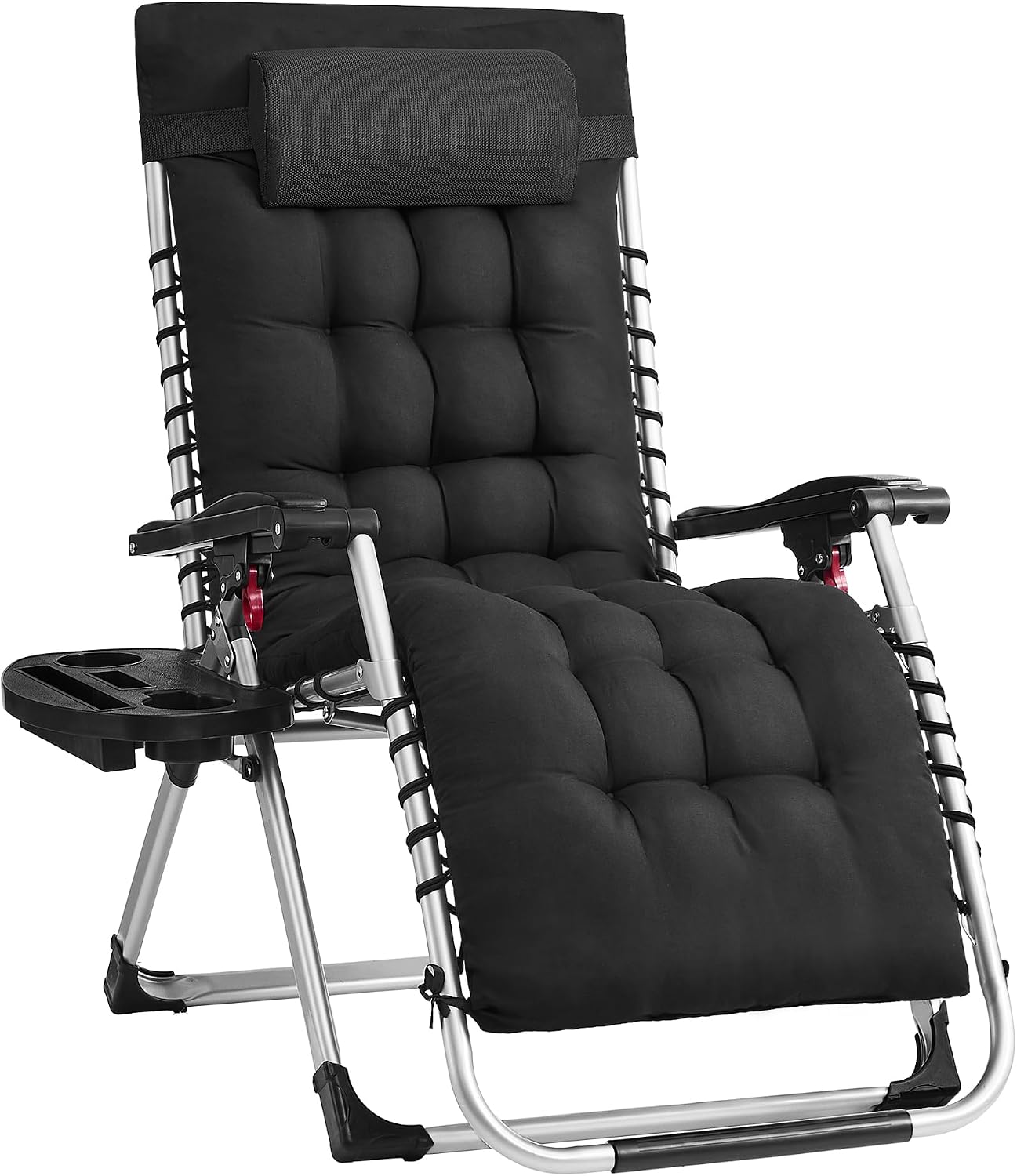 SONGMICS Chaise Longue Pliante « gravité zéro » avec coussin amovible, appui-tête réglable et plateau