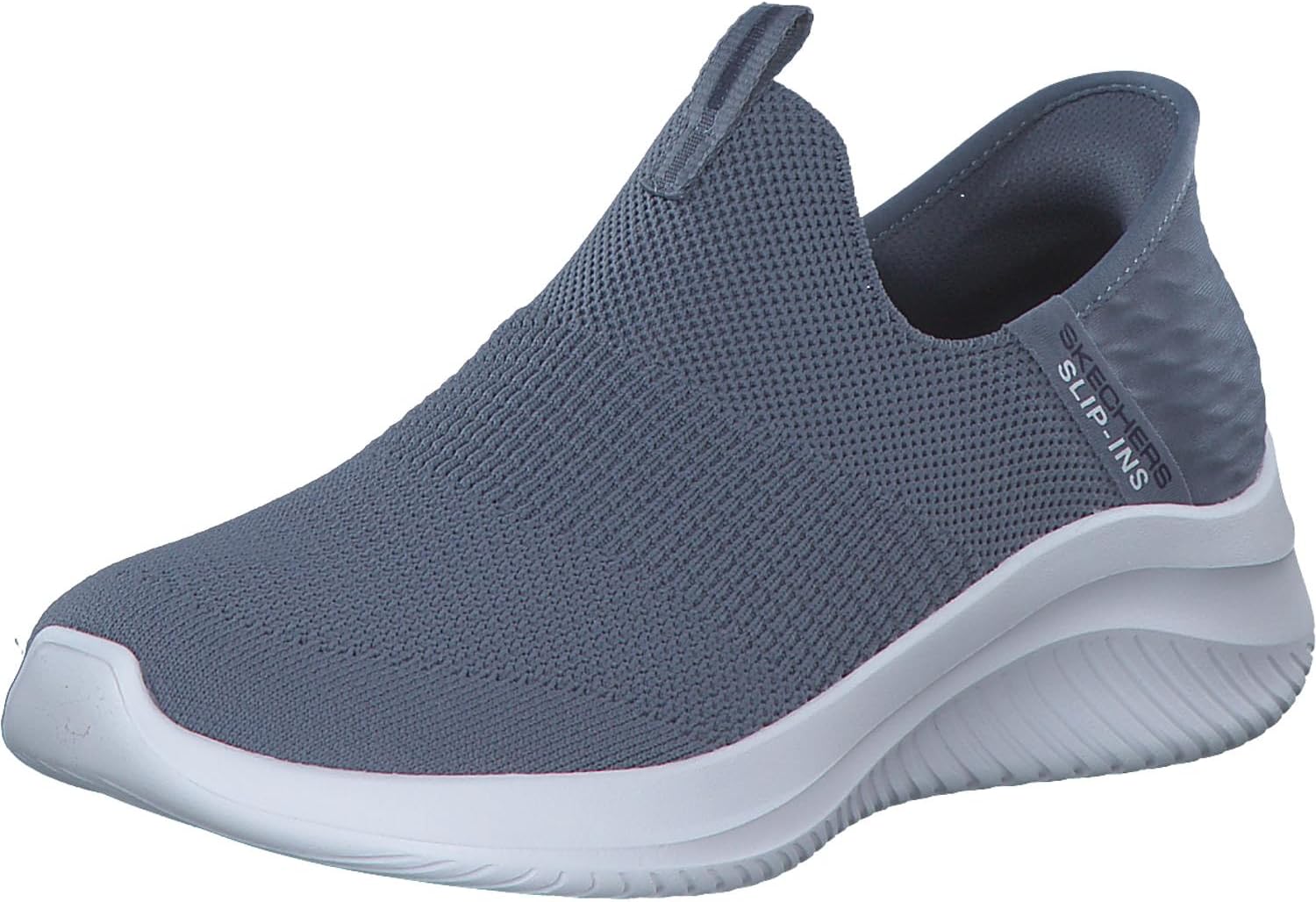 Detalle de Skechers Mujer Ultra Flex 3.0 Cozy Streak Slip-In – Entrenador ligero y cómodo (Slate Textile/Navy Trim) 36 EU