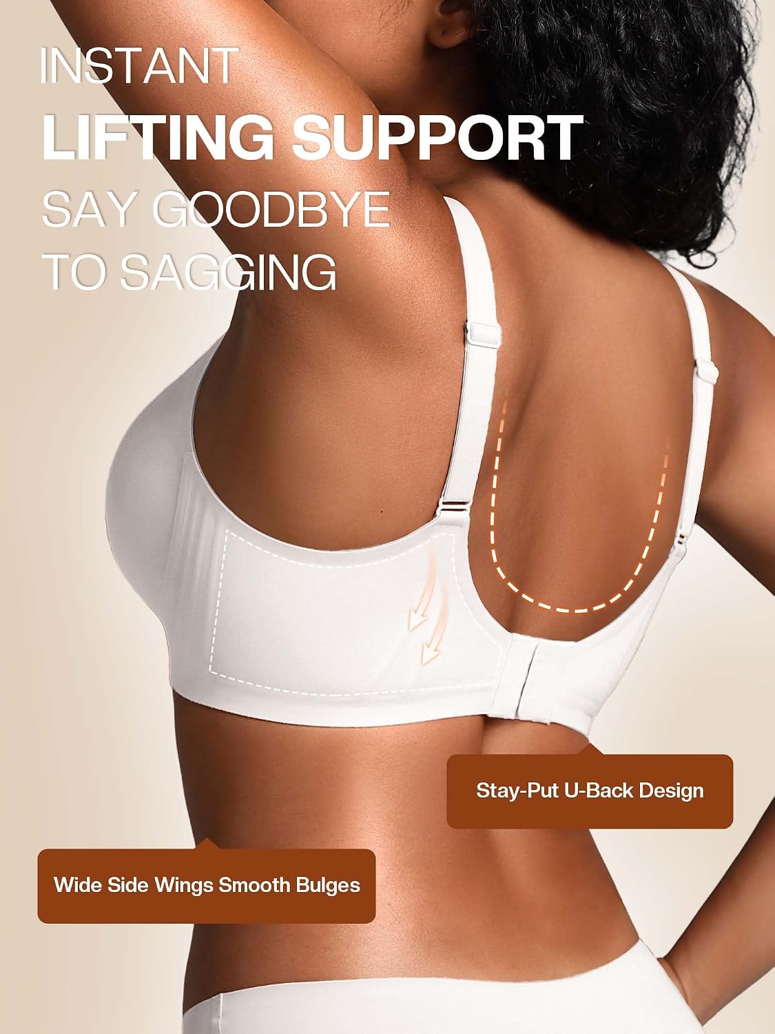 Detalle de Cuteio Wireless Jelly Bra, Seamless No-Underwire Support, Adjustable Straps, S-2XL