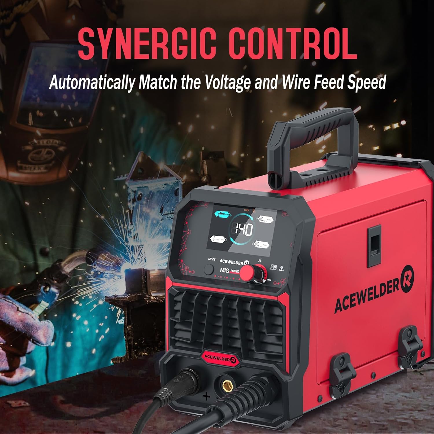 Detalle 2 de ACEWELDER 140A MIG Welder: 3-in-1 Flux Core, MIG/LIFT TIG/Stick for 110V Portable DIY