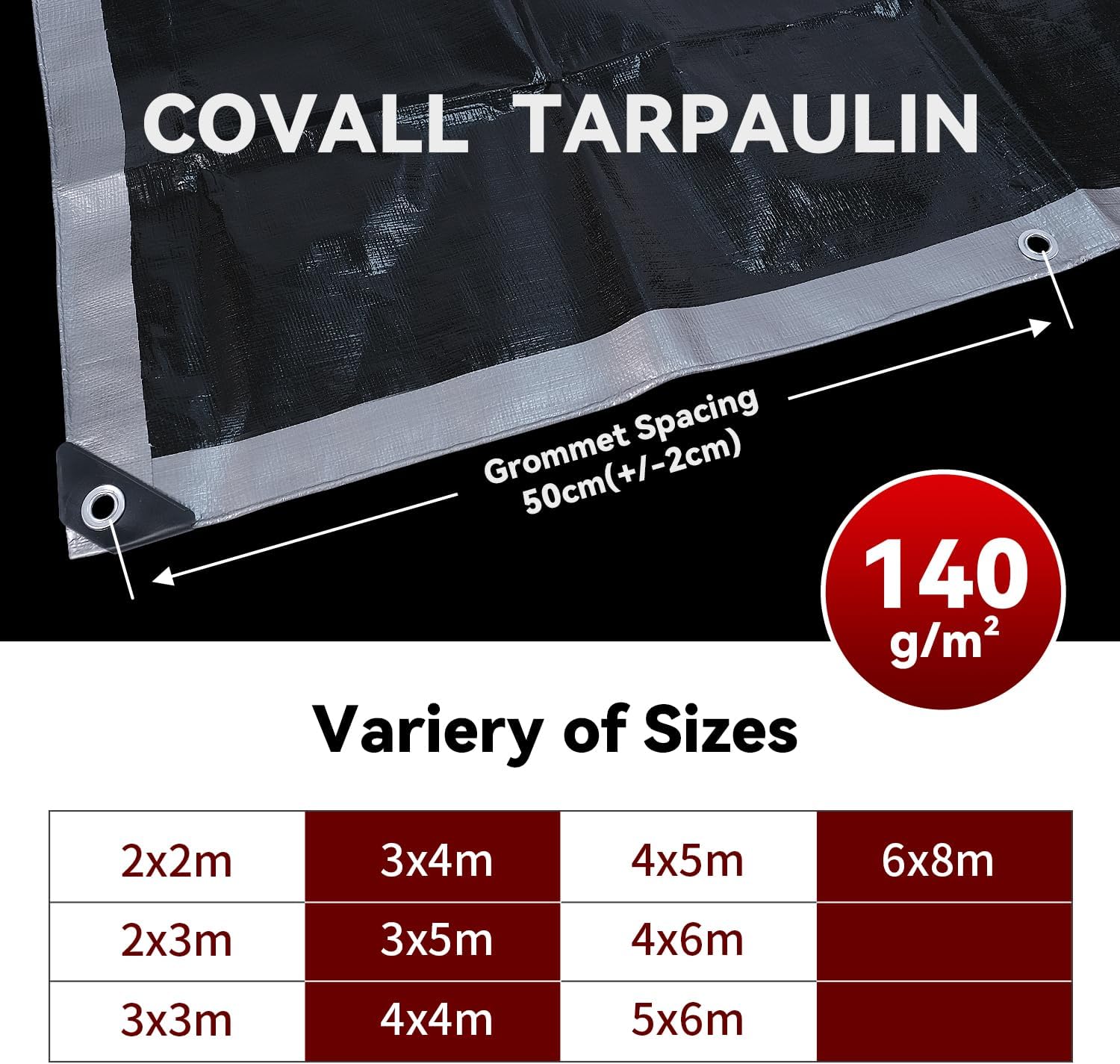 Thumbnail 6 de Covall 6x8m waterproof tarp groundsheet