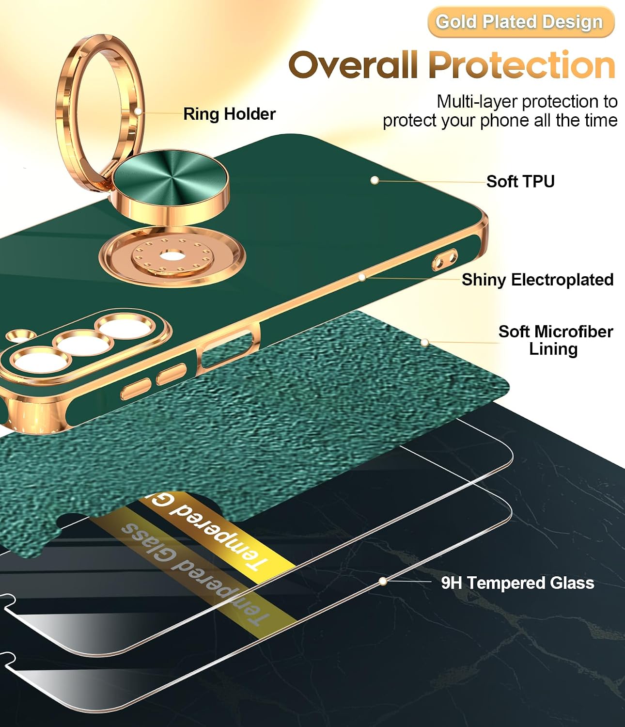 Thumbnail 1 de LeYi Galaxy A17 5G Case with 360° Ring Stand and 2 Screen Protectors
