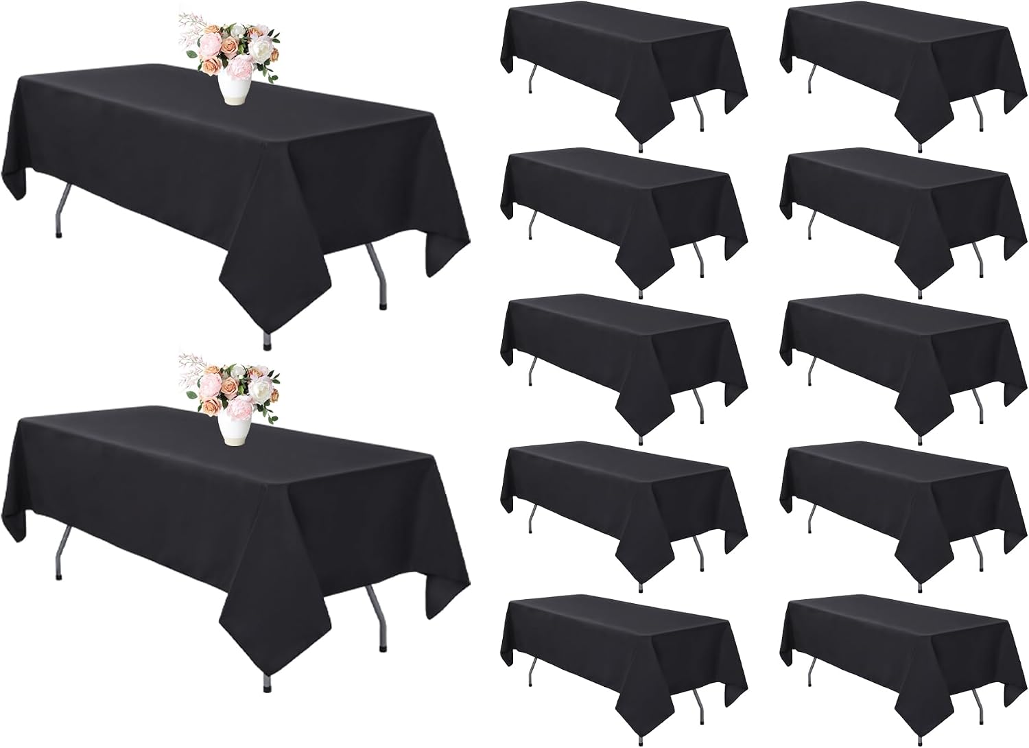 Detalle de RestfulGlow 12 Pack Black Tablecloth 60x102
