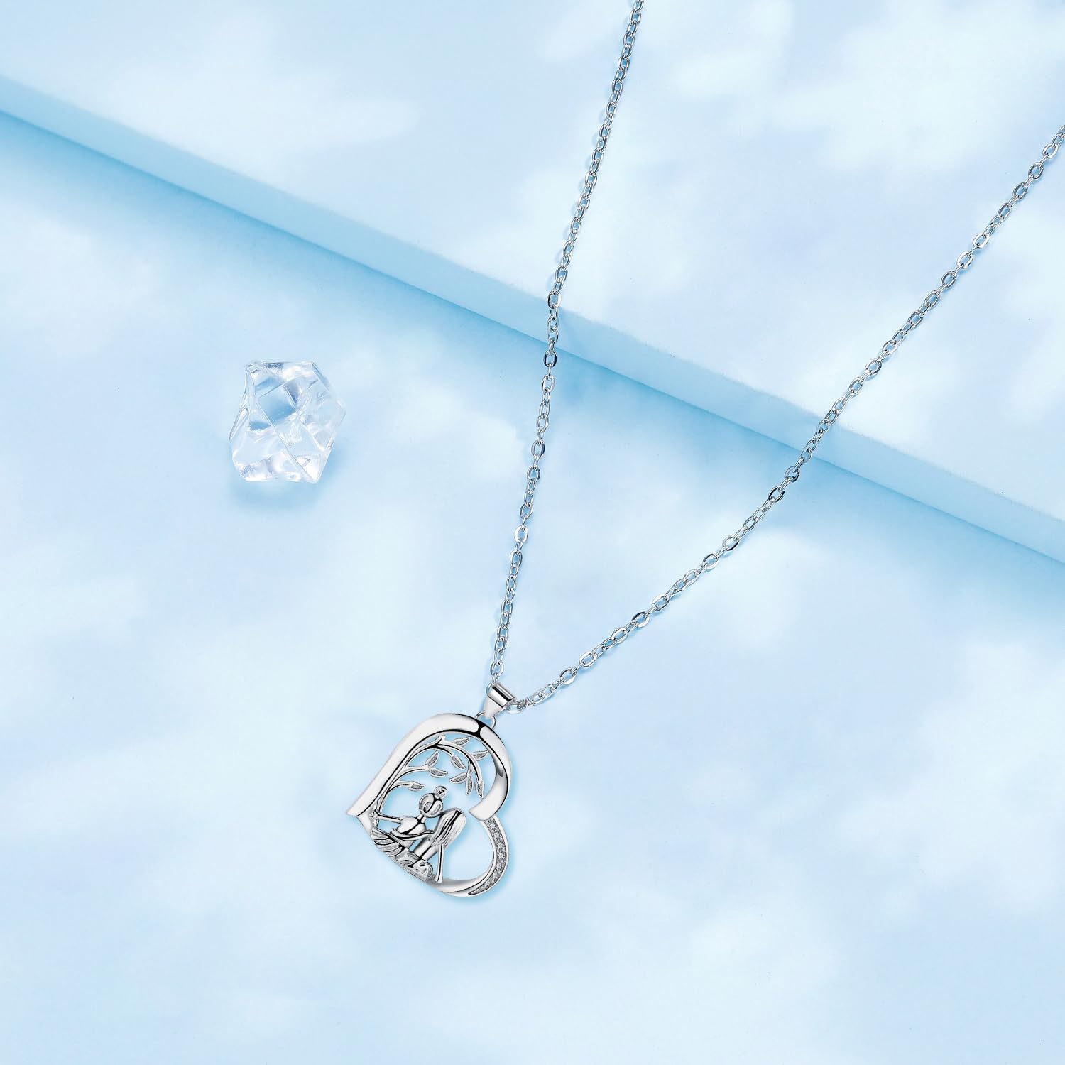 Detalle de Yinsen Collier Mère Argent Sterling 925 – Collier Mère et Fille, Pendentif Cœur