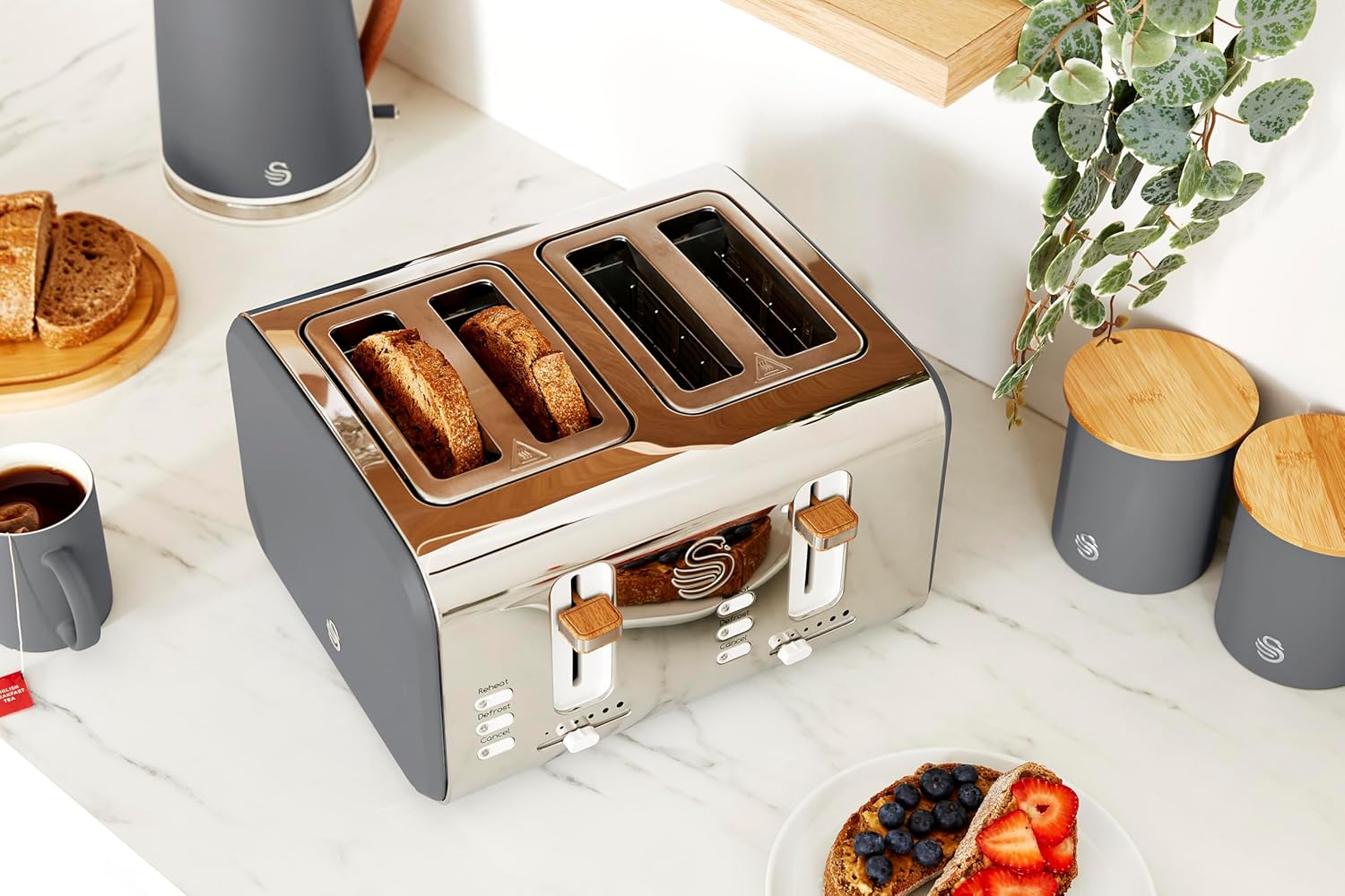 Thumbnail 3 de Swan ST14620GRYN 1500W 4 Slice Toaster