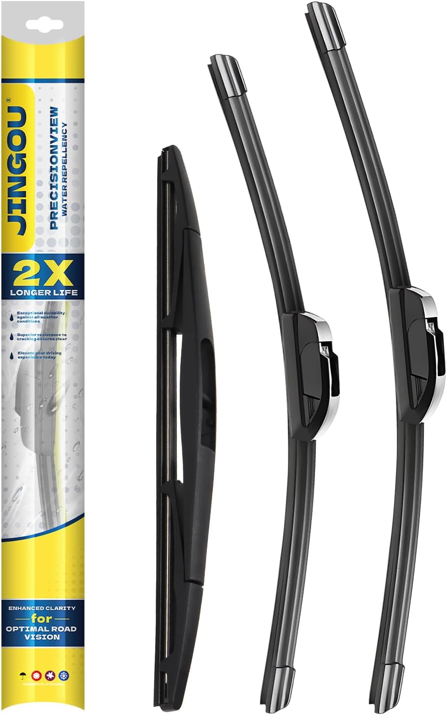 Thumbnail 6 de JINGOU Wiper Blades (26"/16"/11") Replacement Set for 2018-2023 Hyundai Kona (Front & Rear, Pack of 3)