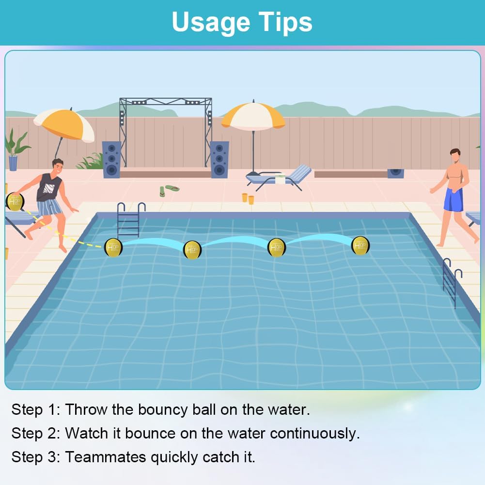 Detalle de AMFUN Wasser-Hüpfball-Set 3 Stück (Blau, Gelb, Grün) – schneller TPR mit Lycra-Bezug