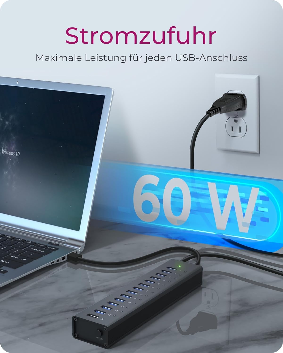 Thumbnail 3 de ICY BOX IB-AC6113 13-Port USB 3.0 Hub mit Ladeport (bis 5 Gbps, Plug & Play)