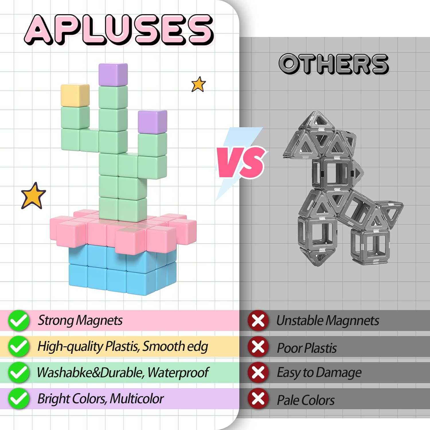 Thumbnail 1 de Magnetic Blocks for Kids Large Cubes