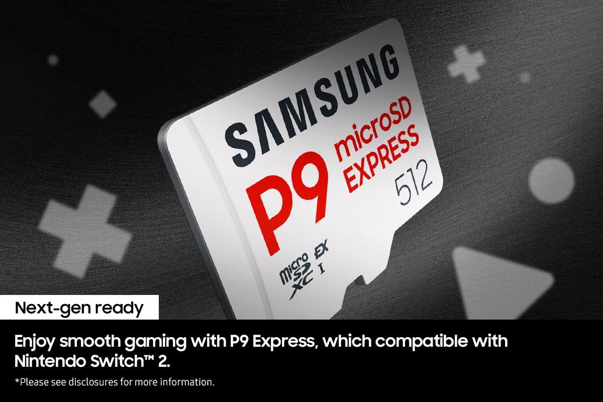 Detalle 2 de Samsung P9 Express microSD 512 GB (MB-MK512T/WW) — high-speed memory card for Nintendo Switch 2, consoles and cameras