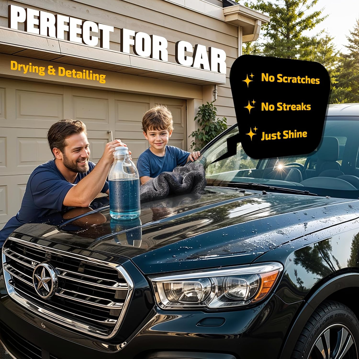 Detalle de SMINDER 2-Pack Car Drying Towels 1200 GSM, 36 x 24 inches - Edgeless, Scratch-Free, Ultra Absorbent Microfiber
