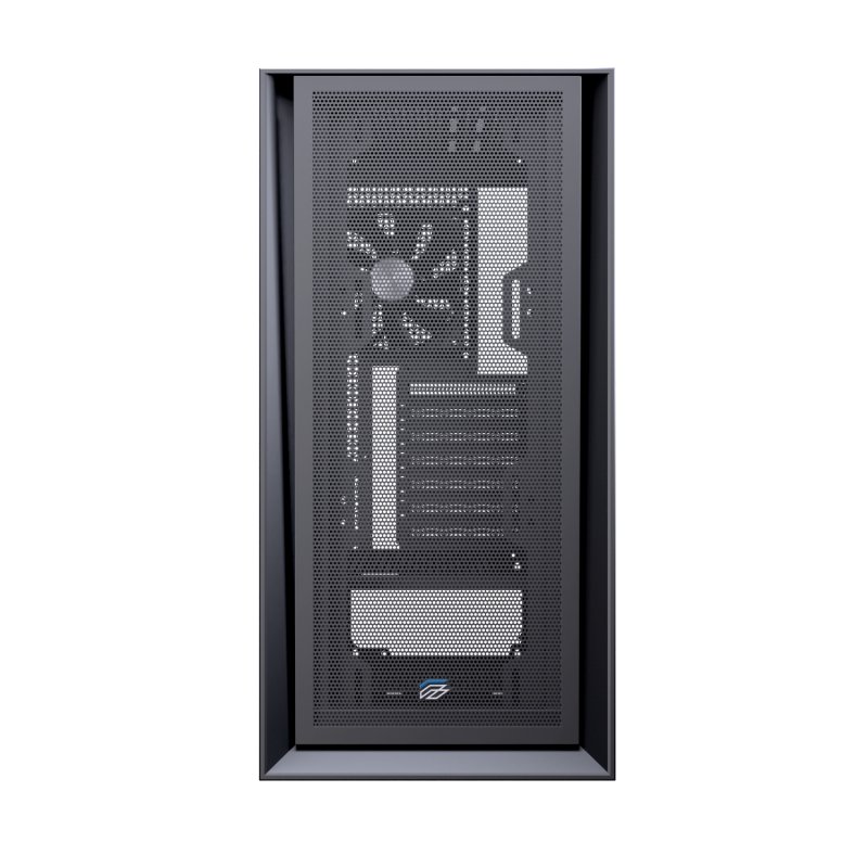 Detalle de Einarex Pulse P600 Core Black: caja PC con panel frontal intercambiable y soporte para 6 ventiladores