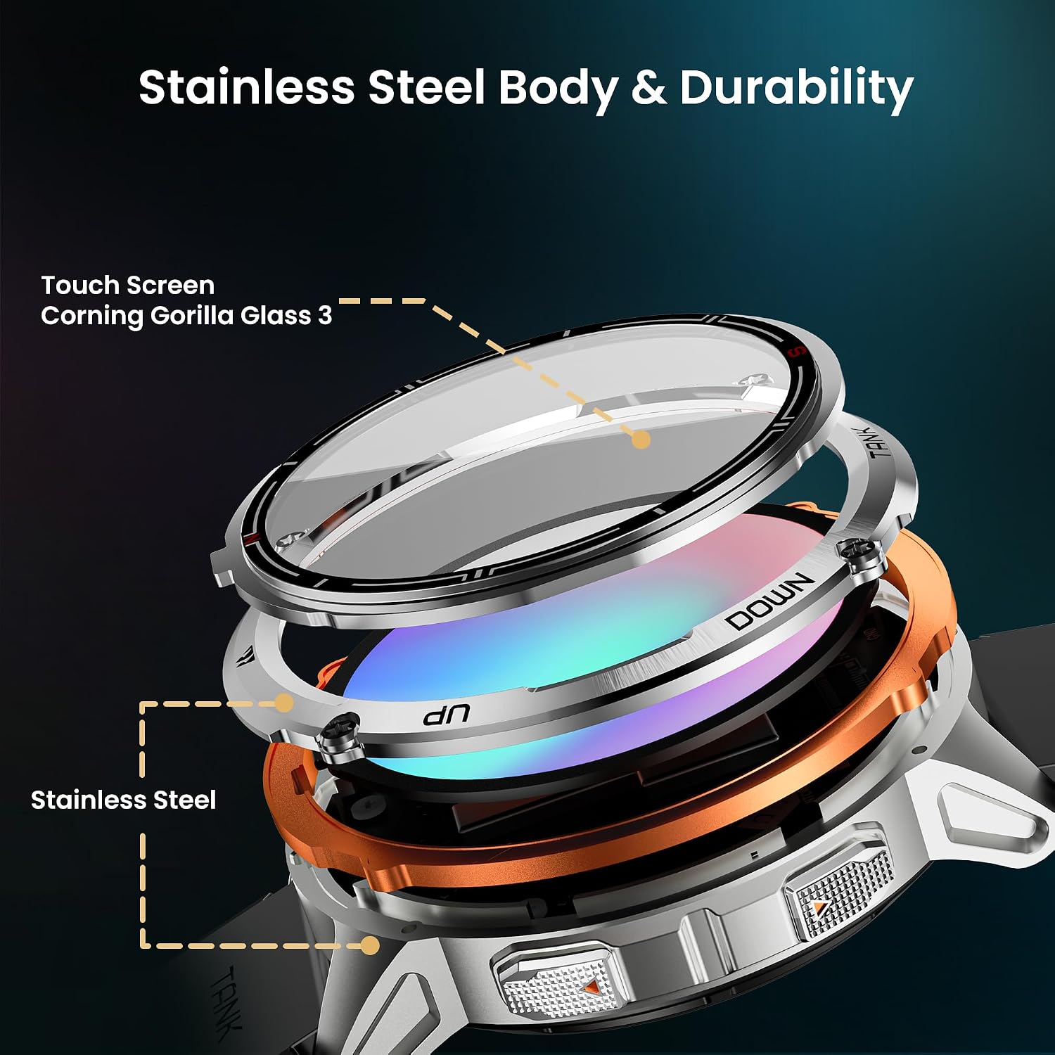 Detalle de KOSPET TANK T3 Ultra 2 GPS Smart Watch for Men: Robust, feature-packed wearable