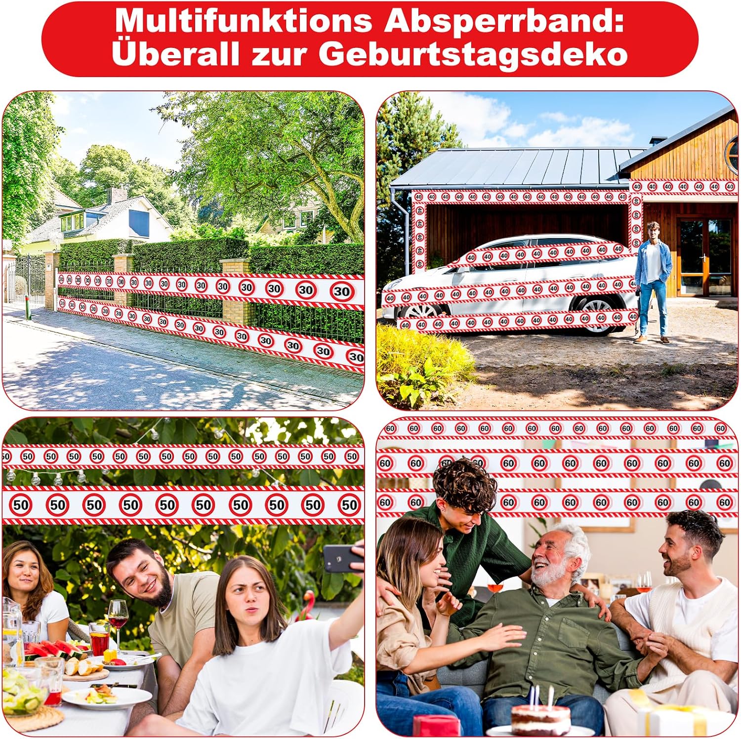 Detalle de WenmthG 18. Geburtstag Deko-Set mit Banner, Verkehrszeichen, Luftballons, Konfetti und Absperrband